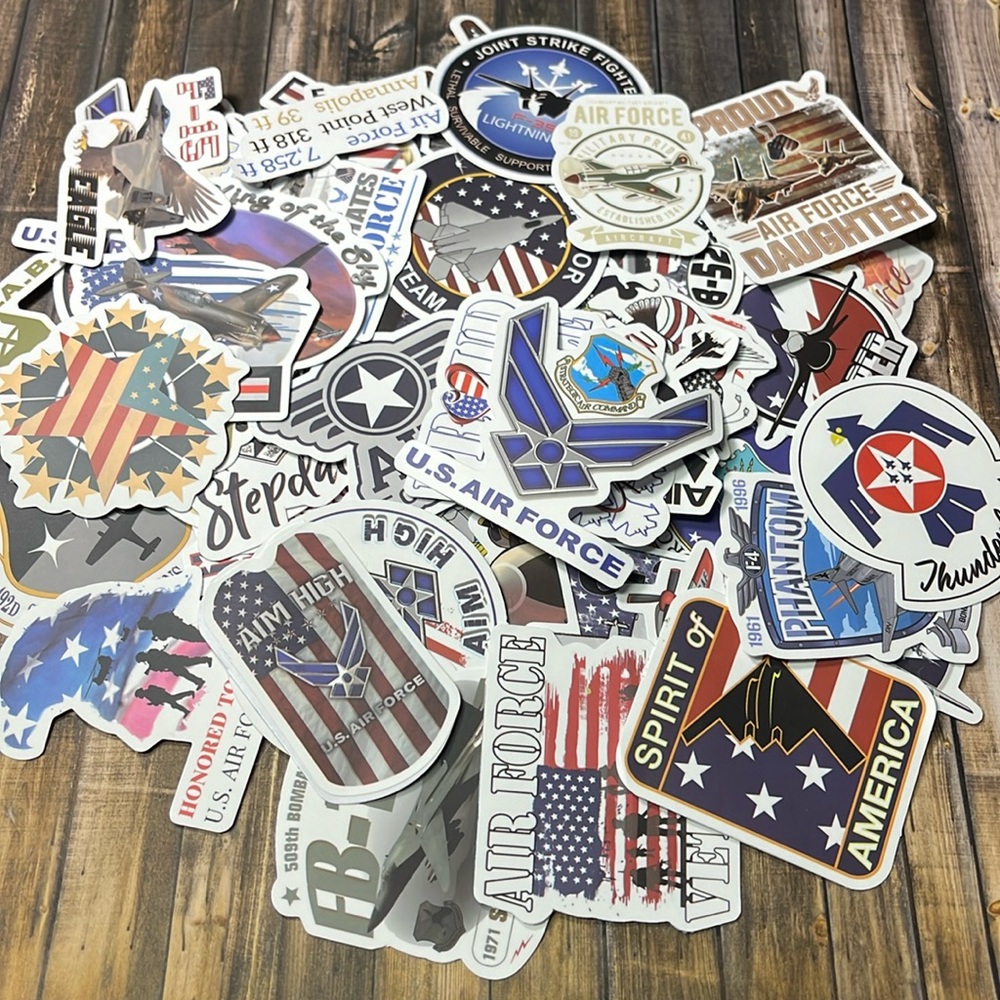 5for$10 American U.S Air Force 50 Pack Of Stickers Active & Retired Stickers